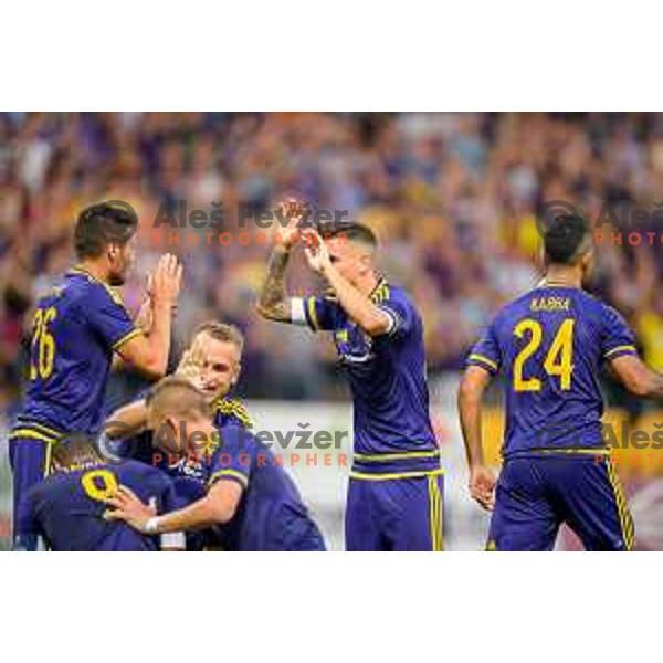 Maribor players in action during football match NK Maribor - FC Astana, Champions league qualification, 14.7.2015, Maribor, Ljudski Vrt