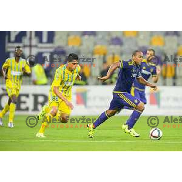 Roger Canas, Marcos Tavares in action during football match NK Maribor - FC Astana, Champions league qualification, 14.7.2015, Maribor, Ljudski Vrt