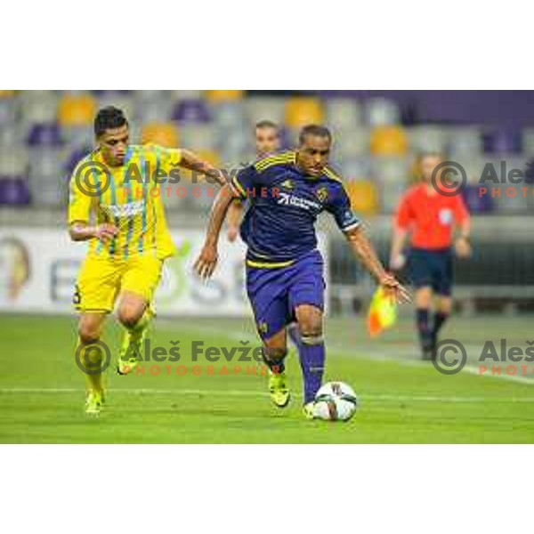 Roger Canas, Marcos Tavares in action during football match NK Maribor - FC Astana, Champions league qualification, 14.7.2015, Maribor, Ljudski Vrt