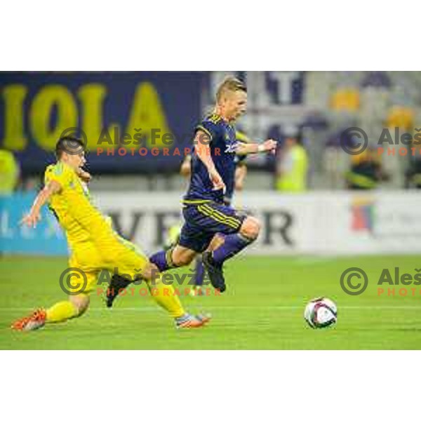 Nemanja Maksimovic, Dare Vrsic in action during football match NK Maribor - FC Astana, Champions league qualification, 14.7.2015, Maribor, Ljudski Vrt