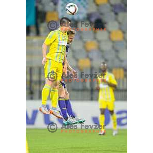 Georgy Zhukov, Ales Mertelj in action during football match NK Maribor - FC Astana, Champions league qualification, 14.7.2015, Maribor, Ljudski Vrt