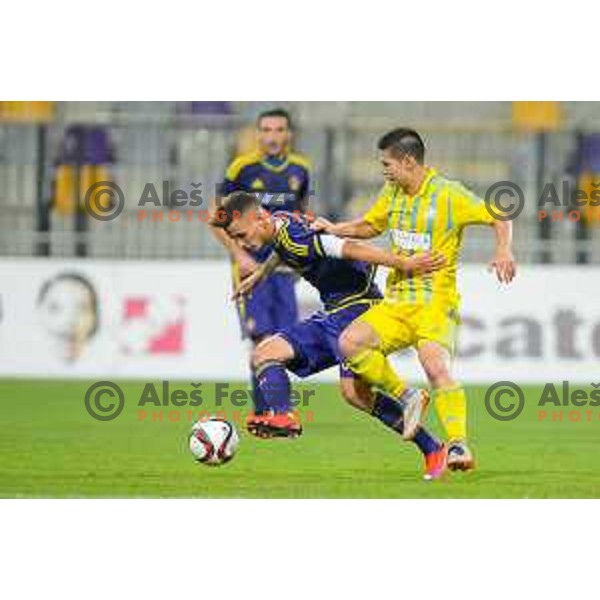 Petar Stojanovic, Nemanja Maksimovic in action during football match NK Maribor - FC Astana, Champions league qualification, 14.7.2015, Maribor, Ljudski Vrt