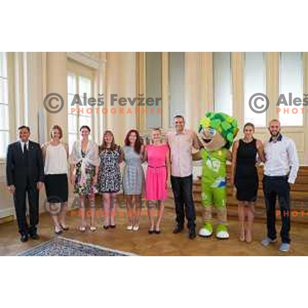 Reception for Slovenian national woman basketball U18 team by the President of Slovenia Borut Pahor in Presidential Palace, Ljubljana, Slovenia, on July 12th, 2015.