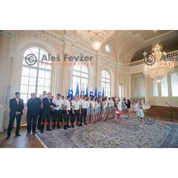 Reception for Slovenian national woman basketball U18 team by the President of Slovenia Borut Pahor in Presidential Palace, Ljubljana, Slovenia, on July 12th, 2015.