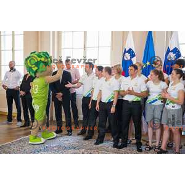 Reception for Slovenian national woman basketball U18 team by the President of Slovenia Borut Pahor in Presidential Palace, Ljubljana, Slovenia, on July 12th, 2015.