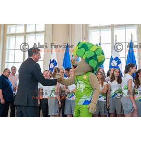 Reception for Slovenian national woman basketball U18 team by the President of Slovenia Borut Pahor in Presidential Palace, Ljubljana, Slovenia, on July 12th, 2015.