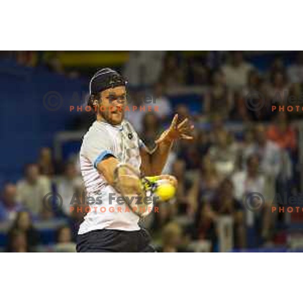 Joao Sousa (POR) in action during final match of 26. Konzum Croatia Open Umag, ATP tennis tournament in Umag, Croatia on July 26th, 2015.