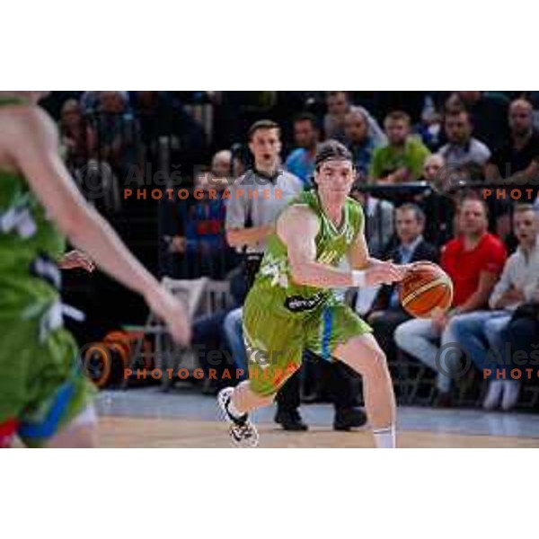Luka Voncina of Slovenia in action during friendly basketball match Slovenia - New Zealand in preparation for EuroBasket 2015, played in Kidričevo, Slovenia on July 30, 2015