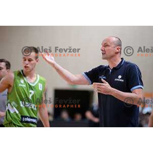 Jure Zdovc, head coach of Slovenia in action during friendly basketball match Slovenia - New Zealand in preparation for EuroBasket 2015, played in Kidričevo, Slovenia on July 30, 2015