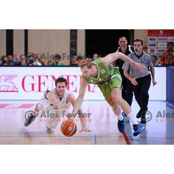 Jaka Blazic of Slovenia in action during friendly basketball match Slovenia - New Zealand in preparation for EuroBasket 2015, played in Kidričevo, Slovenia on July 30, 2015