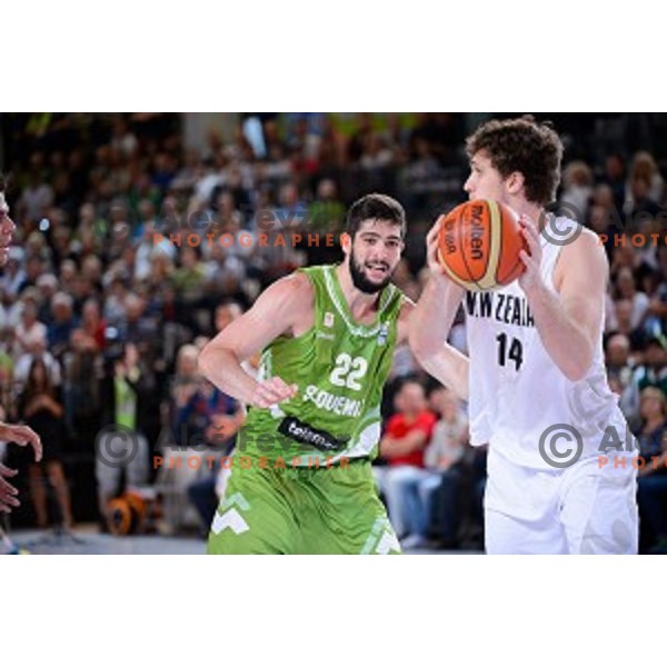 Ziga Dimec of Slovenia in action during friendly basketball match Slovenia - New Zealand in preparation for EuroBasket 2015, played in Kidričevo, Slovenia on July 30, 2015
