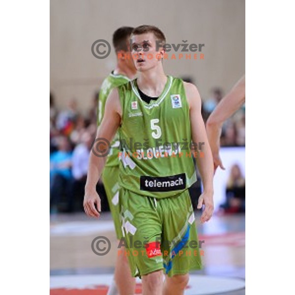 Luka Rupnik of Slovenia in action during friendly basketball match Slovenia - New Zealand in preparation for EuroBasket 2015, played in Kidričevo, Slovenia on July 30, 2015