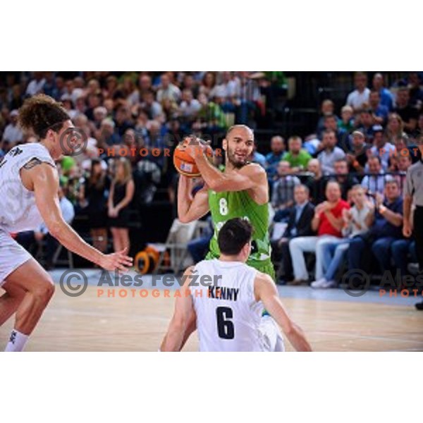 Boban Tomic of Slovenia in action during friendly basketball match Slovenia - New Zealand in preparation for EuroBasket 2015, played in Kidričevo, Slovenia on July 30, 2015