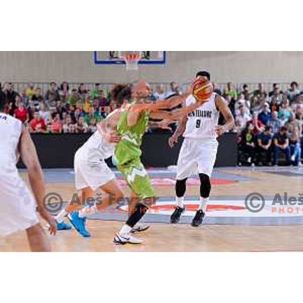 of Slovenia in action during friendly basketball match Slovenia - New Zealand in preparation for EuroBasket 2015, played in Kidričevo, Slovenia on July 30, 2015