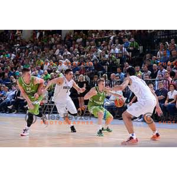 of Slovenia in action during friendly basketball match Slovenia - New Zealand in preparation for EuroBasket 2015, played in Kidričevo, Slovenia on July 30, 2015