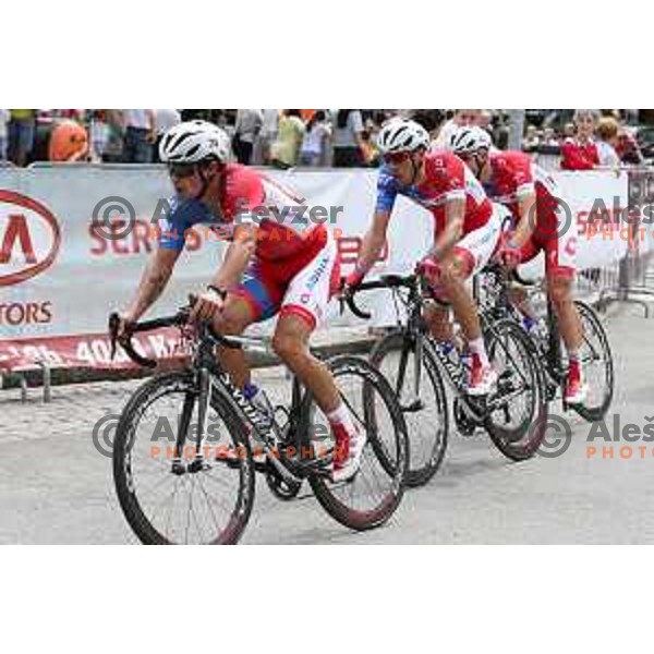 Primoz Roglic, Radoslav Rogina of Adria Mobil at Cycling Grand Prix Memorial Filip Majcen in Kranj, Slovenia on August 2, 2015