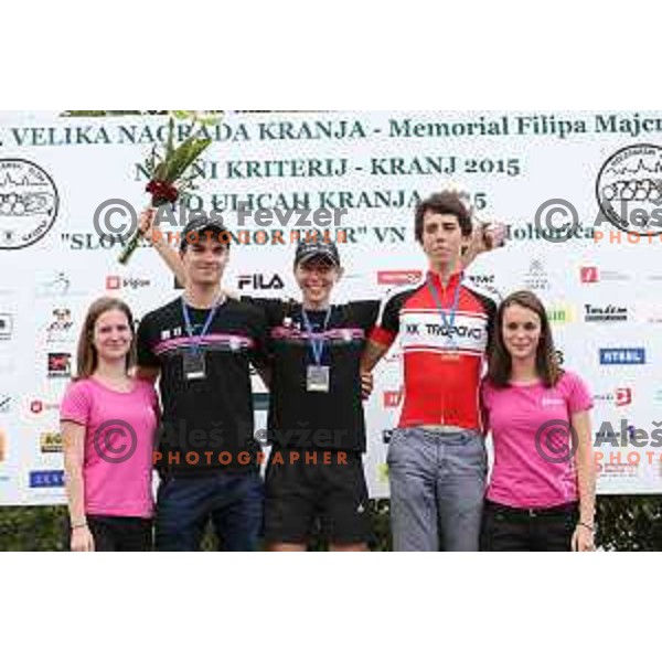 Matej Mercun, Tadej Pogacar, Ziga Horvat at Cycling Grand Prix Memorial Filip Majcen in Kranj, Slovenia on August 2, 2015