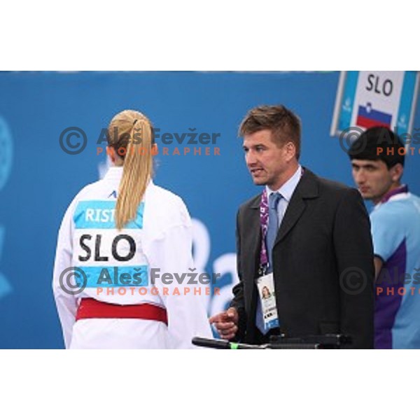 Tjasa Ristic (SLO) competes in semi-final of Karate Women\'s Kumite -61 kg at First European Games in Crystal Hall 3 in Baku, Azerbaijan on June 13, 2015