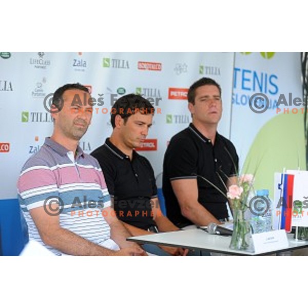 Jaka Gornik ,Denis Topcic, Gregor Krusic at Press conference before ATP Tilia Slovenia Open Challenger in Ljubljana on August 5, 2015
