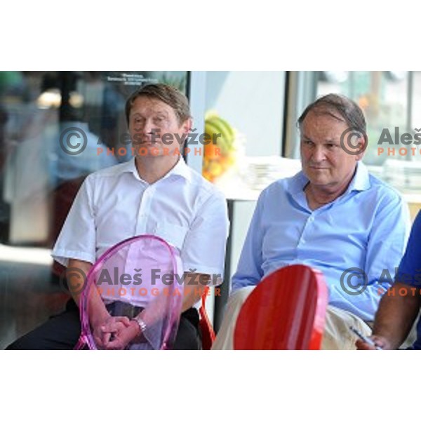 Marjan Kavsek and Marko Umberger at Press conference before ATP Tilia Slovenia Open Challenger in Ljubljana on August 5, 2015
