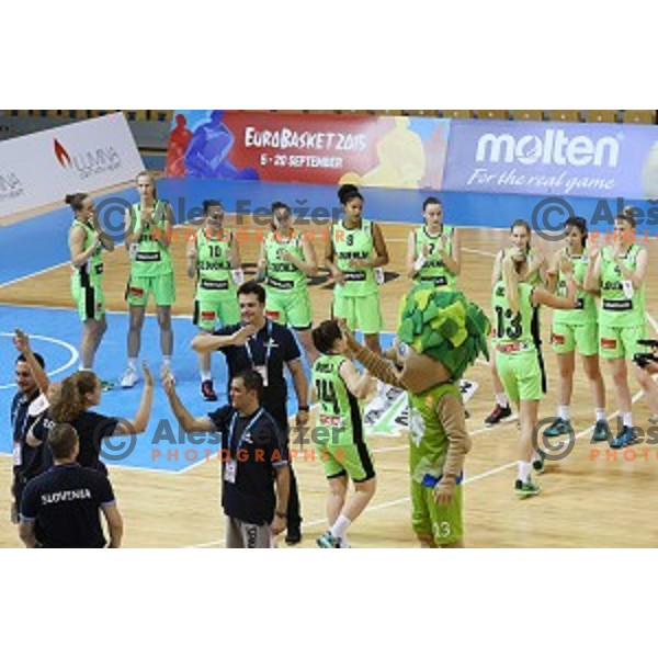 action during basketball match between Slovenia and Czech Republic for 5th place at U18 European Championship Women in Zlatorog Hall, Celje, Slovenia on August 9 , 2015
