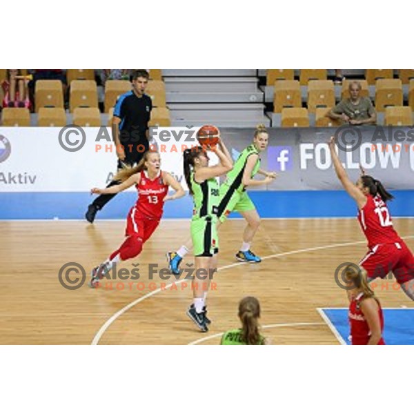 Anamaria Prezelj in action during basketball match between Slovenia and Czech Republic for 5th place at U18 European Championship Women in Zlatorog Hall, Celje, Slovenia on August 9 , 2015