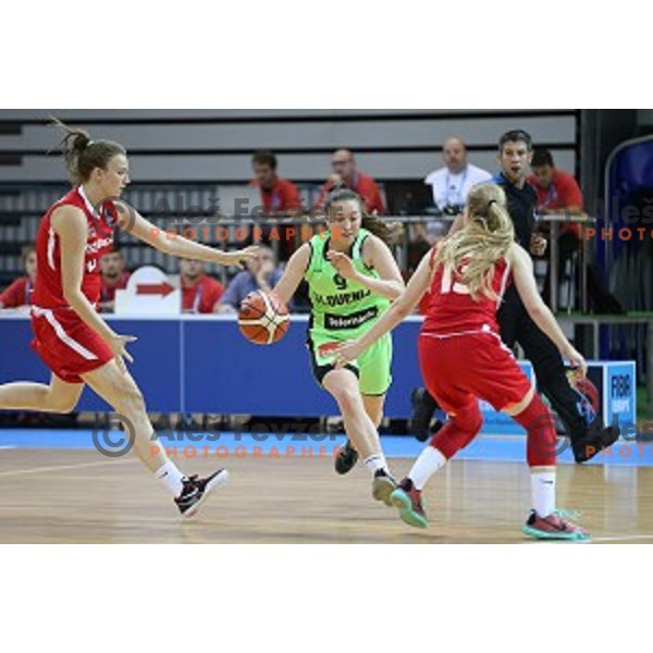 Anamaria Prezelj in action during basketball match between Slovenia and Czech Republic for 5th place at U18 European Championship Women in Zlatorog Hall, Celje, Slovenia on August 9 , 2015