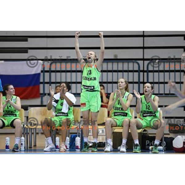 Larisa Ocvirk of Slovenia in action during basketball match between Slovenia and Czech Republic for 5th place at U18 European Championship Women in Zlatorog Hall, Celje, Slovenia on August 9 , 2015
