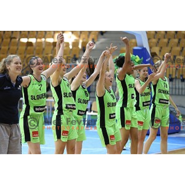 action during basketball match between Slovenia and Czech Republic for 5th place at U18 European Championship Women in Zlatorog Hall, Celje, Slovenia on August 9 , 2015