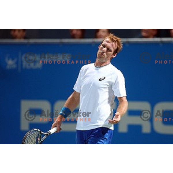 Grega Zemlja of Slovenia in action during the Final of men\'s singles at Tilia Slovenia Open, ATP Challenger in SRC Marina, Portoroz on August 15, 2015