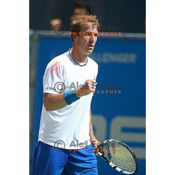 Grega Zemlja of Slovenia in action during the Final of men\'s singles at Tilia Slovenia Open, ATP Challenger in SRC Marina, Portoroz on August 15, 2015