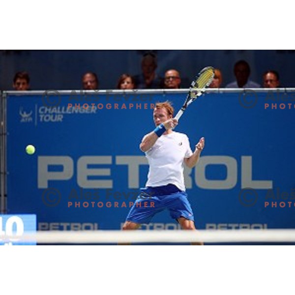 Grega Zemlja of Slovenia in action during the Final of men\'s singles at Tilia Slovenia Open, ATP Challenger in SRC Marina, Portoroz on August 15, 2015