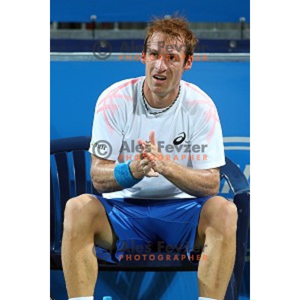 Grega Zemlja of Slovenia in action during the Final of men\'s singles at Tilia Slovenia Open, ATP Challenger in SRC Marina, Portoroz on August 15, 2015