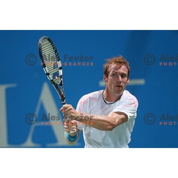 Grega Zemlja of Slovenia in action during the Final of men\'s singles at Tilia Slovenia Open, ATP Challenger in SRC Marina, Portoroz on August 15, 2015