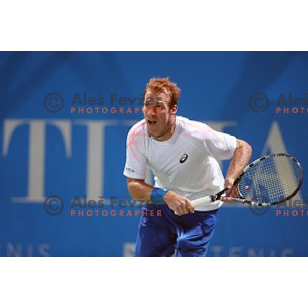 Grega Zemlja of Slovenia in action during the Final of men\'s singles at Tilia Slovenia Open, ATP Challenger in SRC Marina, Portoroz on August 15, 2015