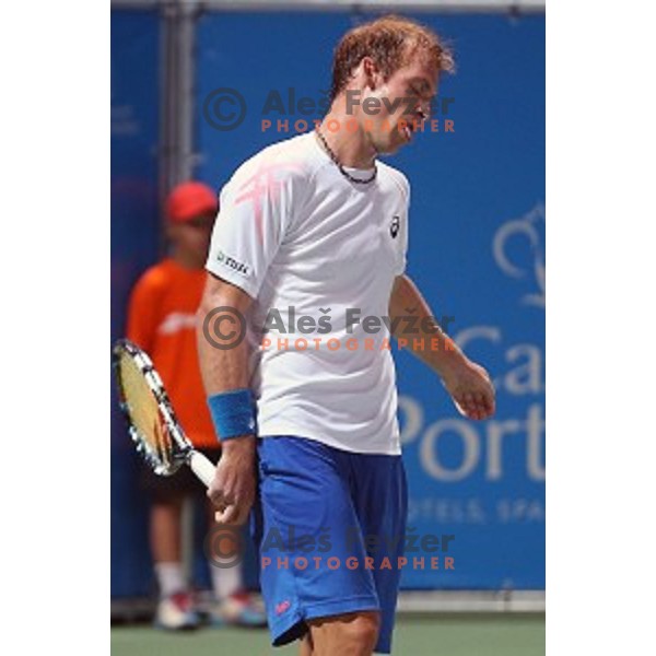 Grega Zemlja of Slovenia in action during the Final of men\'s singles at Tilia Slovenia Open, ATP Challenger in SRC Marina, Portoroz on August 15, 2015