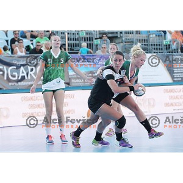 action during Slovenian Super Cup handball match Krim Mercator- Zelene Doline Zalec at SRC Marina, Portoroz on August 29, 2015