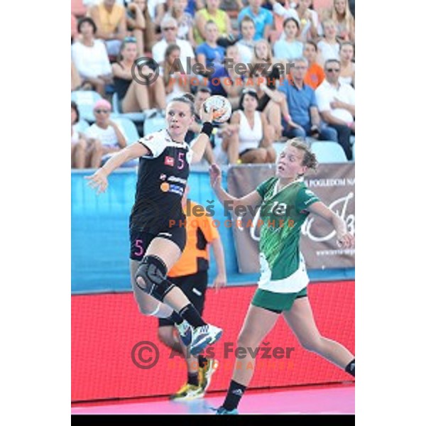 action during Slovenian Super Cup handball match Krim Mercator- Zelene Doline Zalec at SRC Marina, Portoroz on August 29, 2015