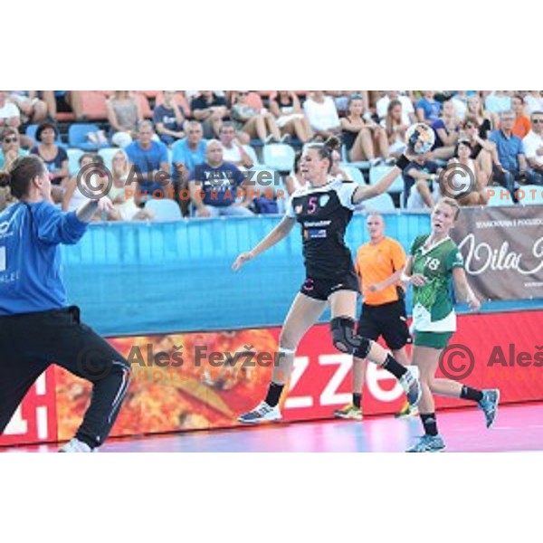 action during Slovenian Super Cup handball match Krim Mercator- Zelene Doline Zalec at SRC Marina, Portoroz on August 29, 2015