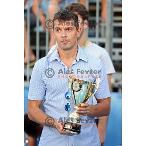 Uros Mohoric during Slovenian Super Cup handball match Krim Mercator- Zelene Doline Zalec at SRC Marina, Portoroz on August 29, 2015