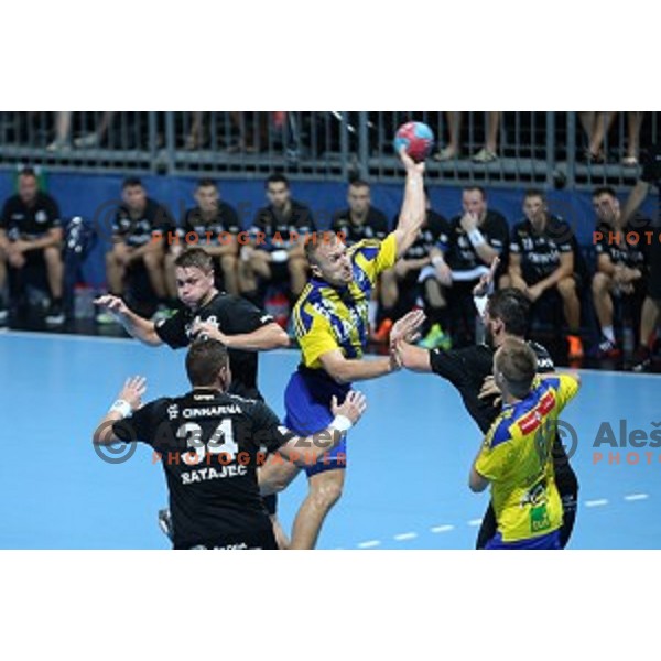 action during Slovenian Super Cup handball match between Celje Pivovarna Lasko and Gorenje Velenje at SRC Marina, Portoroz on August 29, 2015