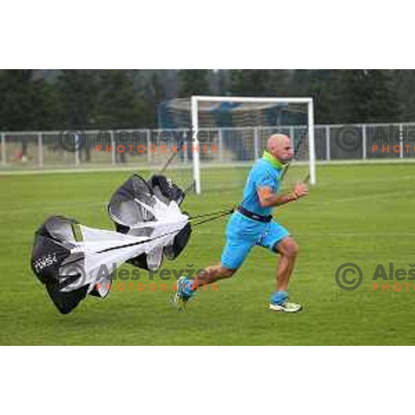 coach Rok Predanic during practice session at Rogla ( 1511m altitude ) , Slovenia on July 16, 2015