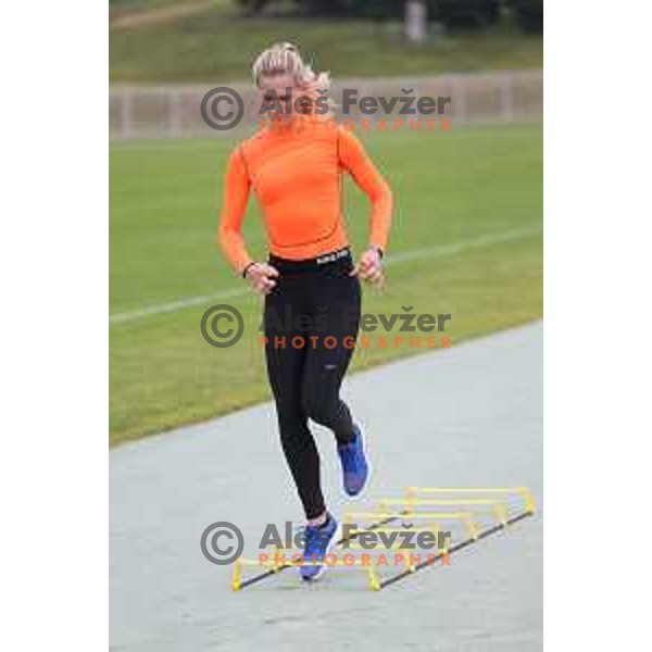 Anja Gregorec during practice session at Rogla ( 1511m altitude ) , Slovenia on July 16, 2015