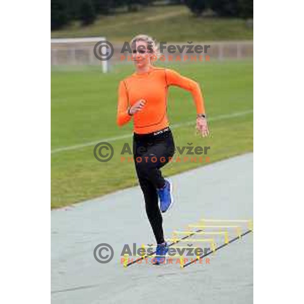 Anja Gregorec during practice session at Rogla ( 1511m altitude ) , Slovenia on July 16, 2015