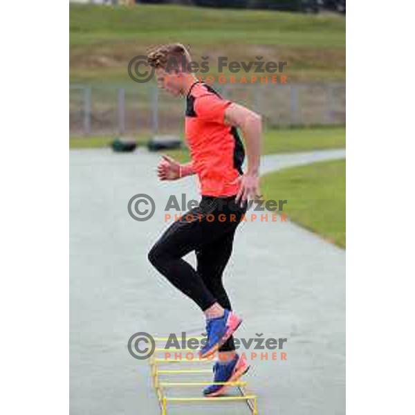 Luka Janezic during practice session at Rogla ( 1511m altitude ) , Slovenia on July 16, 2015