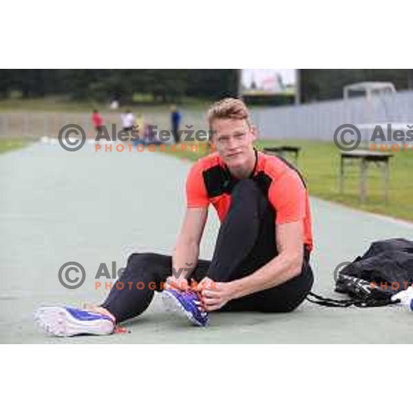 Luka Janezic during practice session at Rogla ( 1511m altitude ) , Slovenia on July 16, 2015