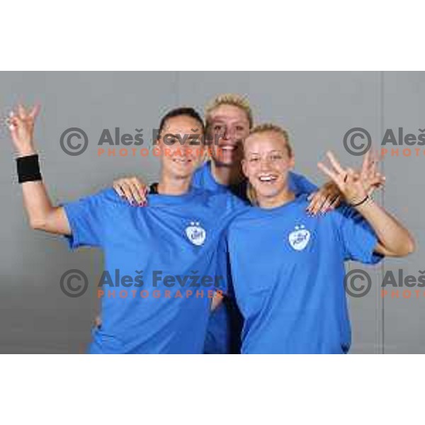 Milanovic Litre, Marincek, Juric of RK Krim Mercator at team shooting for 2015/2016 handball season, Ljubljana, Slovenia, september 2015