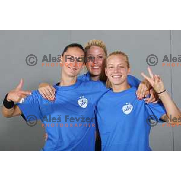 Milanovic Litre, Marincek, Juric of RK Krim Mercator at team shooting for 2015/2016 handball season, Ljubljana, Slovenia, september 2015