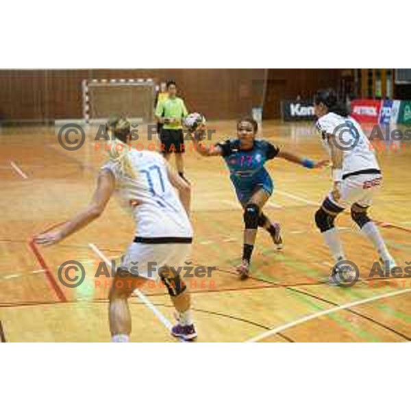 Elizabeth Omoregie of RK Krim Mercator during handball match Krim Mercator (SLO)-Buducnost (MNE) at Vinko Kandija Memorial Tournament in Galjevica Hall, Ljubljana on September 5, 2015