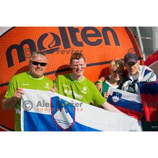 Fans of Slovenia before match between Slovenia and Georgia in preliminary group C of Eurobasket 2015 in Arena Zagreb, Croatia on September 6th, 2015.